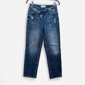 Risen Distressed Crossover Jeans Size 3 Casual Denim